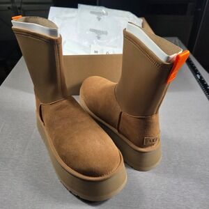 UGG Classic Dipper Platform Boots Chestnut Suede Neoprene 1144031 Womens 9